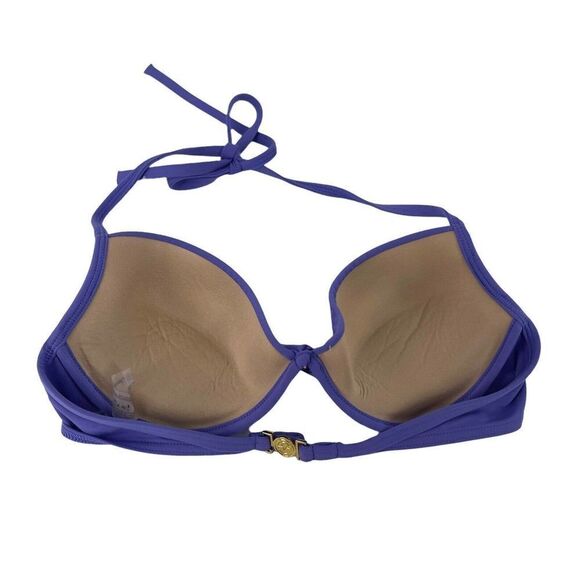 Victorias Secret Push Up Bikini Top Size 36B Purple Underwire Halter Swimwear - Picture 2 of 8